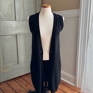 Theory Minareeya Cashmere Long Sweater Vest Black  Women’s Sz M Luxury Layer